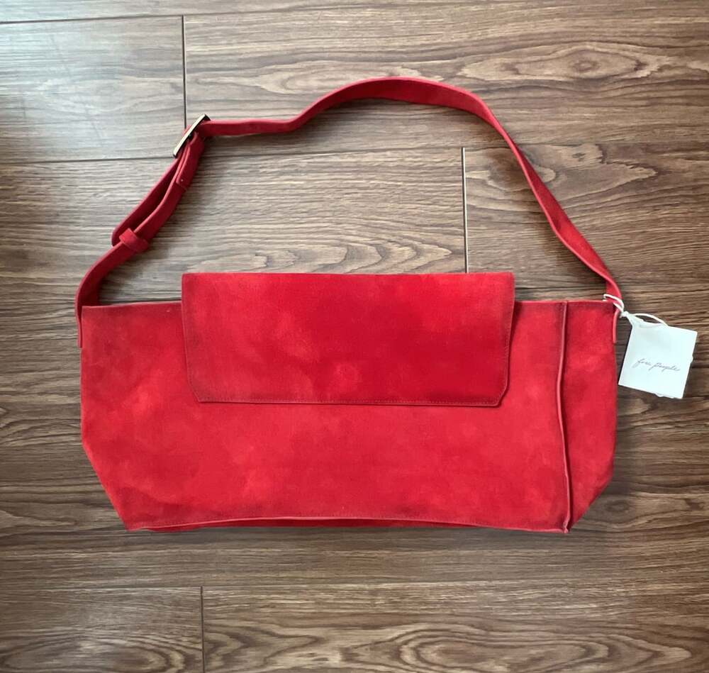 Free People Lottie Messenger Bag Red Suede